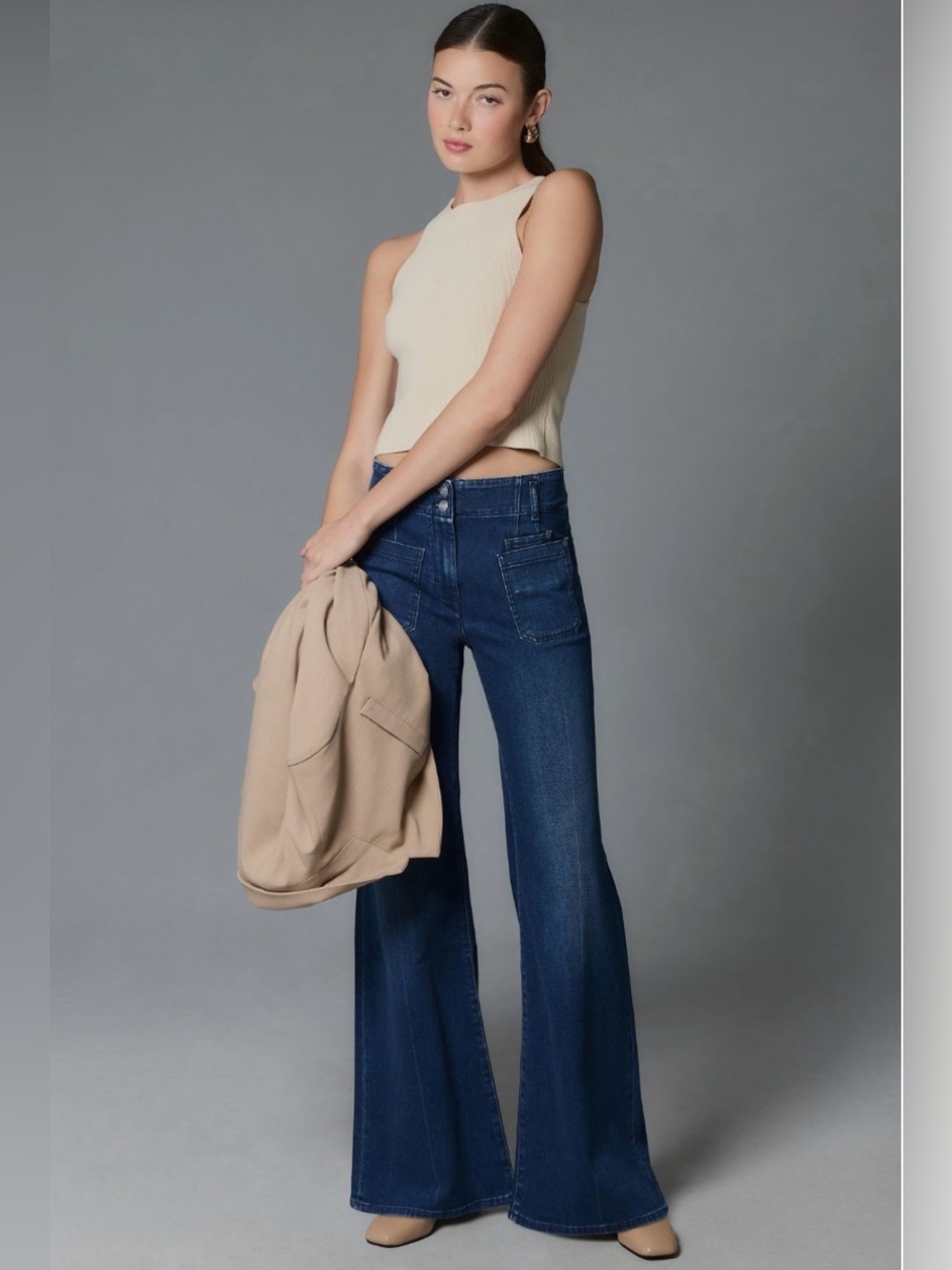 Anthropologie Maeve Junie High Rise Wide Leg Stick Wash Jeans Size 32